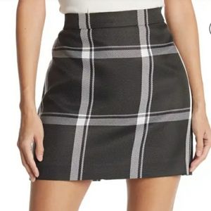 Milly Black and White Plaid Skirt